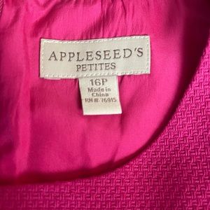 New 2 piece Appleseeds Hot pink trim Navy blue dress with Jacket 16 Petites